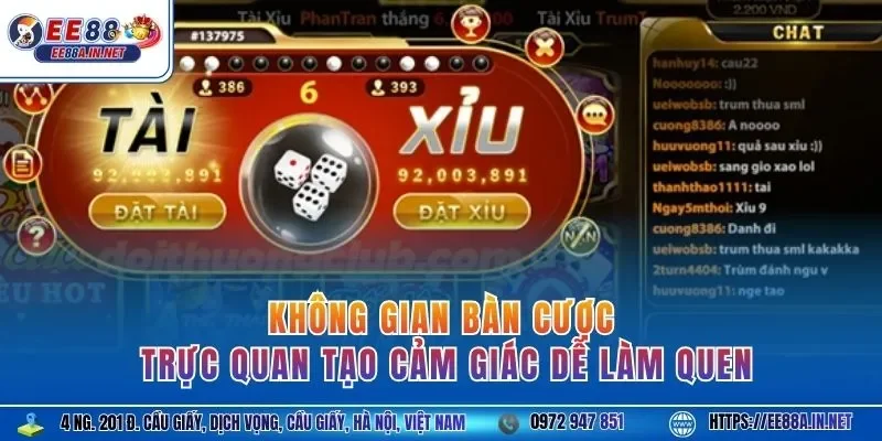 Không gian bàn cược trực quan tạo cảm giác dễ làm quen